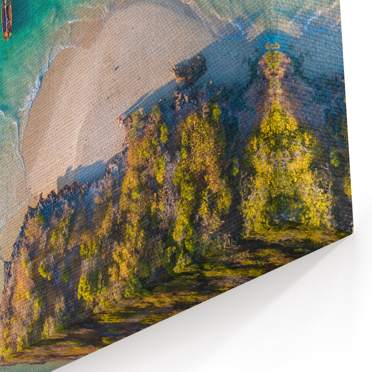 Zanzibar Aerial Art - Boat and Secluded Beach in Crystal Waters Canvas Print