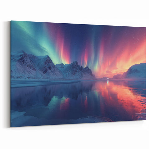 Aurora Borealis Over Frozen Landscape - Earth Phenomena Wall Art Print