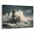 Stormy Lighthouse and Crashing Waves - Earthy Phenomena Wall Art Print