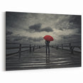 Rainy Bridge with Red Umbrella - Earthy Phenomena Wall Art Print