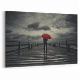 Rainy Bridge with Red Umbrella - Earthy Phenomena Wall Art Print
