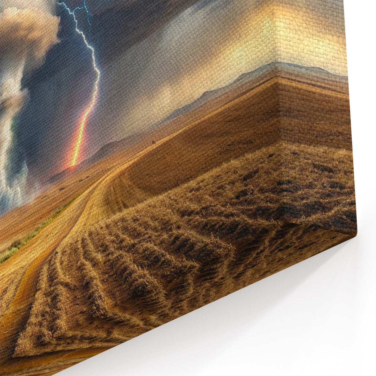 Tornado with Lightning in Rural Landscape - Earthy Phenomena Wall Art