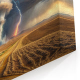 Tornado with Lightning in Rural Landscape - Earthy Phenomena Wall Art
