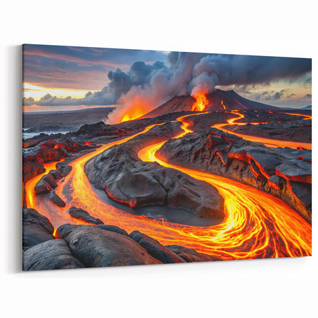 Volcanic Eruption with Lava Flow - Earthy Phenomena Wall Art Print