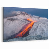 Lava Flow on Snowy Mountain - Earthy Phenomena Wall Art Print