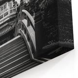 Black and White Hong Kong Pagoda Art - Serene Traditional Bridge Scene