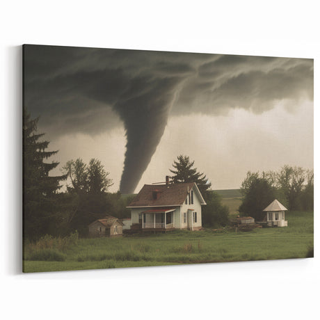 Tornado Approaching Farmhouse - Earthy Phenomena Wall Art Print