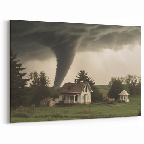 Tornado Approaching Farmhouse - Earthy Phenomena Wall Art Print