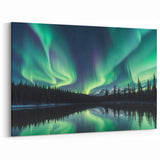 Northern Lights Over Lake and Mountains - Earth Phenomena Wall Art Print