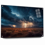 Lightning Storm Over Desert Landscape - Earth Phenomena Wall Art Print