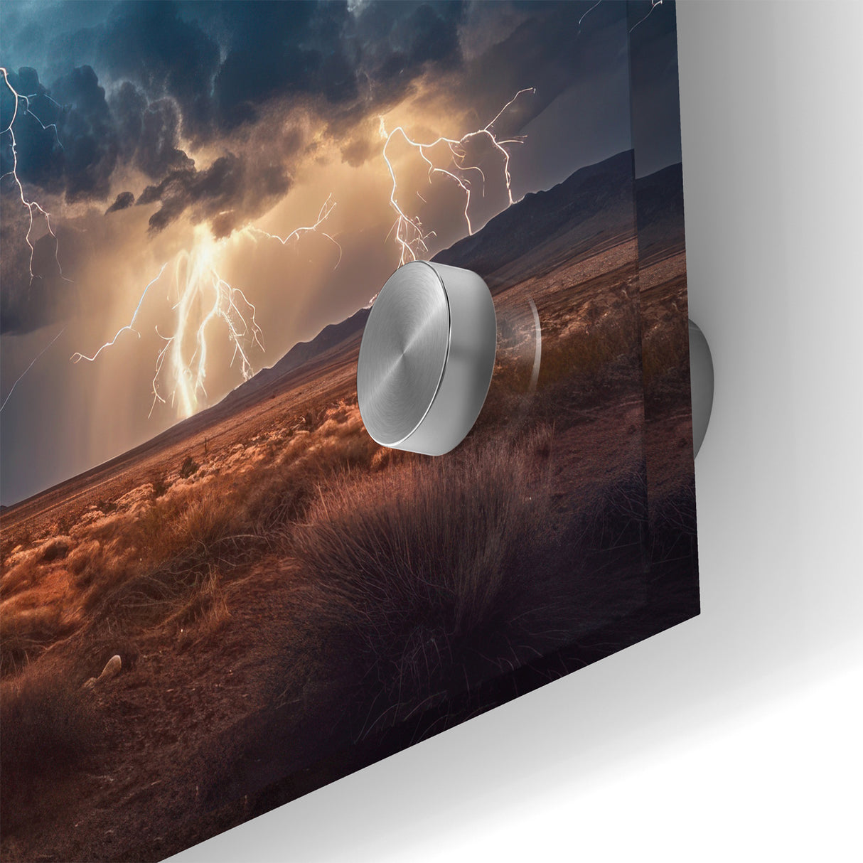 Lightning Storm Over Desert Landscape - Earth Phenomena Wall Art Print