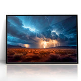 Lightning Storm Over Desert Landscape - Earth Phenomena Wall Art Print