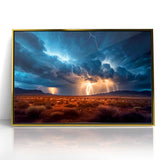 Lightning Storm Over Desert Landscape - Earth Phenomena Wall Art Print