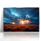 Lightning Storm Over Desert Landscape - Earth Phenomena Wall Art Print