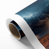 Lightning Storm Over Desert Landscape - Earth Phenomena Wall Art Print