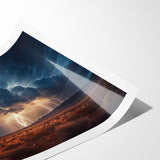 Lightning Storm Over Desert Landscape - Earth Phenomena Wall Art Print