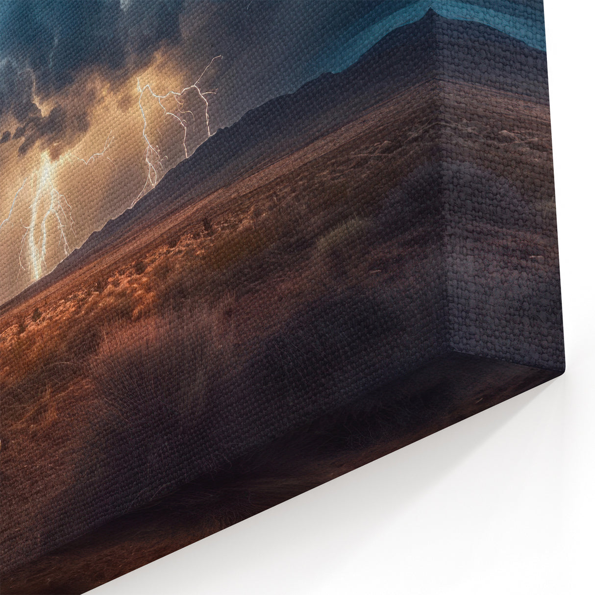 Lightning Storm Over Desert Landscape - Earth Phenomena Wall Art Print