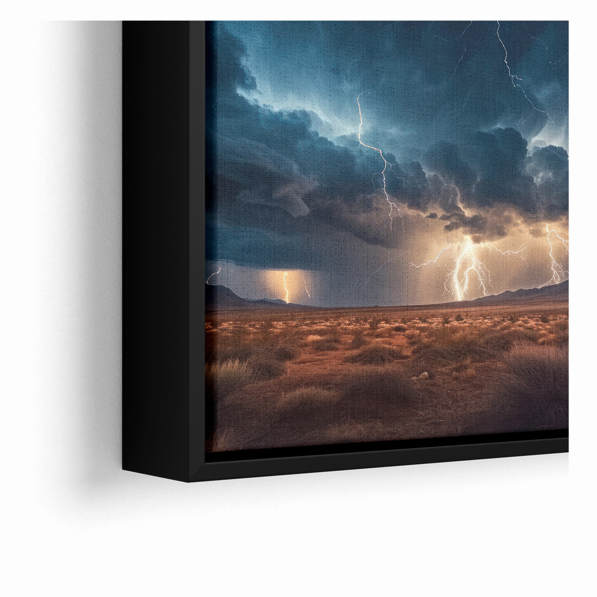 Lightning Storm Over Desert Landscape - Earth Phenomena Wall Art Print