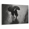 Couple Walking in Rain with Umbrellas - Earthy Phenomena Wall Art Print