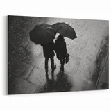 Couple Walking in Rain with Umbrellas - Earthy Phenomena Wall Art Print
