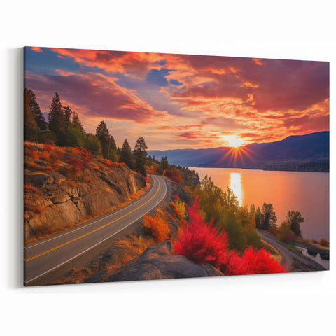 Sunset Road Art – British Columbia Scenic Drive at Dusk