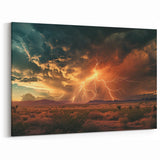 Lightning Storm Over Desert at Sunset - Earthy Phenomena Wall Art Print