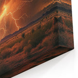Lightning Storm Over Desert at Sunset - Earthy Phenomena Wall Art Print