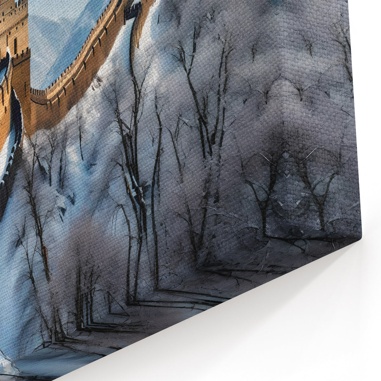 Winter Great Wall Canvas Art – Stunning Chinese Landmark in Snow Decor