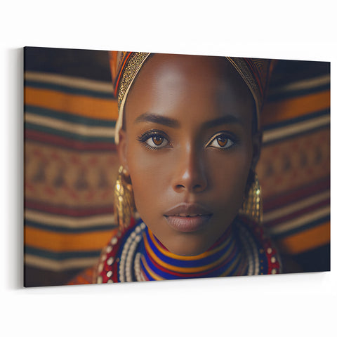 Tribal Woman Portrait Wall Art - African Beauty in Vibrant Colors