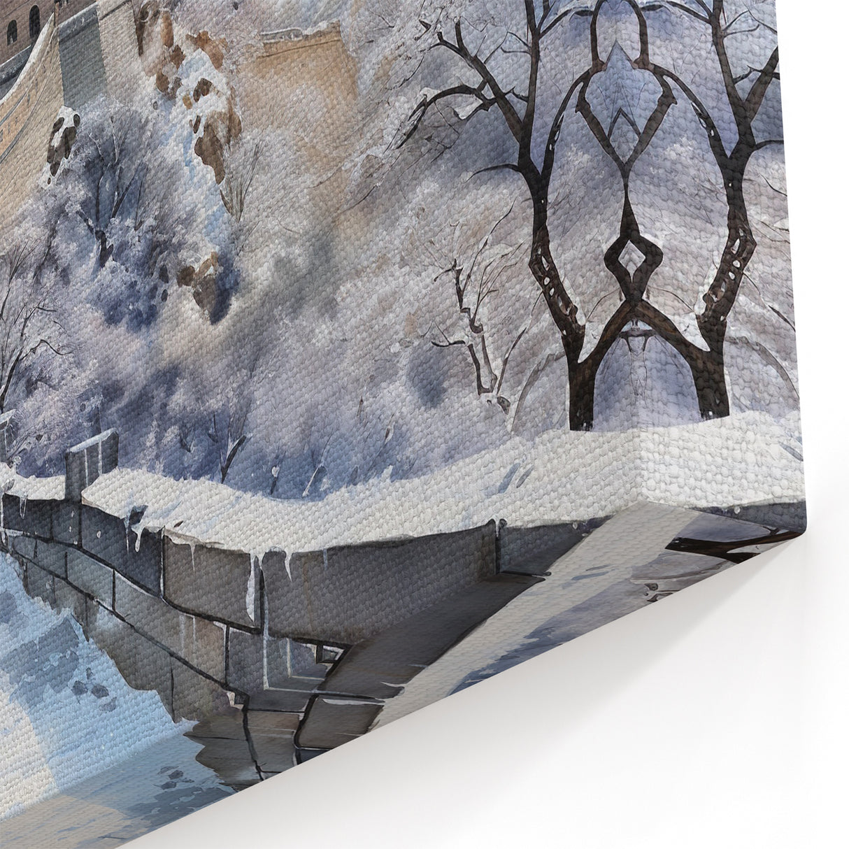 Snowy Great Wall Canvas Art – Captivating Chinese Winter Scene Decor