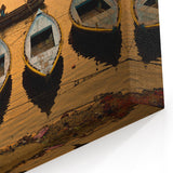 Boats on Ganges River at Sunset – Scenic India Wall Art Canvas Print