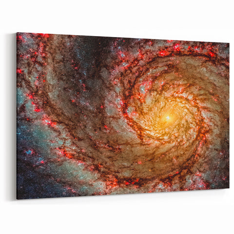 Fiery Spiral Galaxy Wall Art: Cosmic Nebula & Space Canvas Prints
