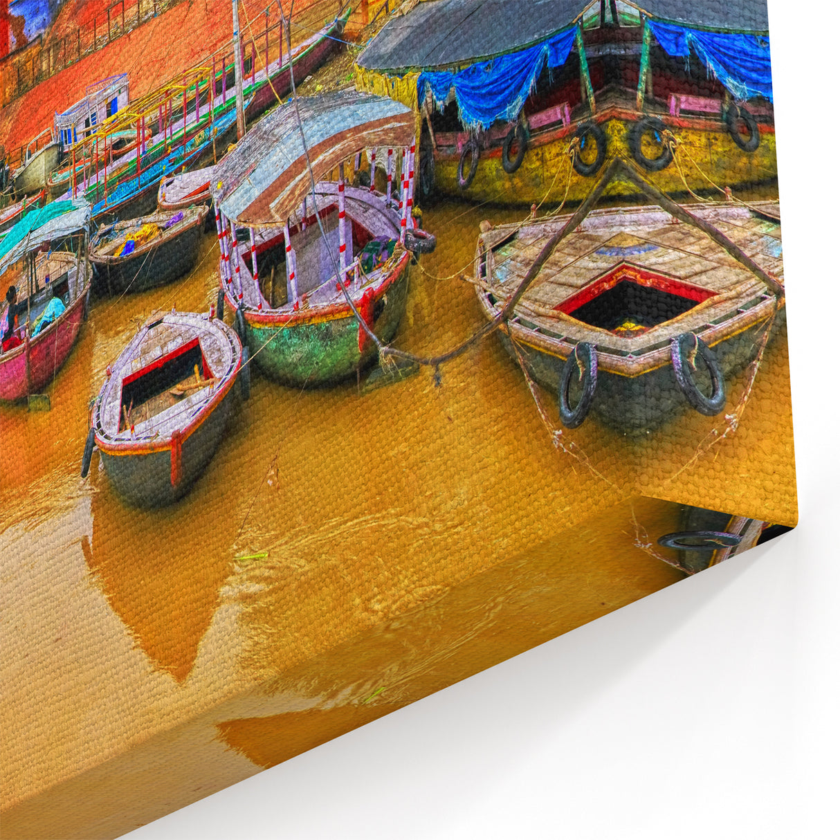 Colorful Varanasi Riverside – Scenic Ganges River India Wall Art Print