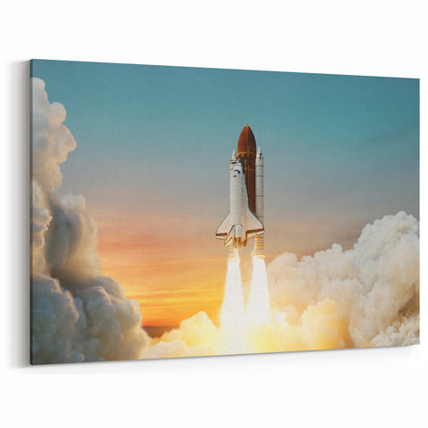 Sunset Space Shuttle Launch - Vibrant NASA Space Missions Wall Art