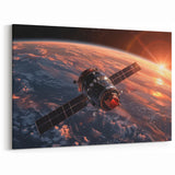 Satellite Over Earth at Sunrise - Stunning NASA Space Missions Wall Art