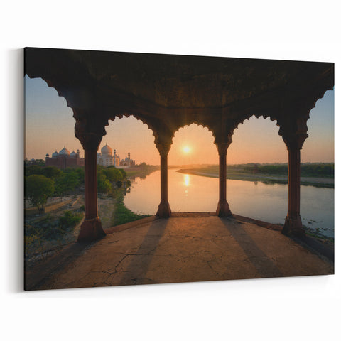 Taj Mahal at Sunset – Majestic Indian Architecture Wall Art Print