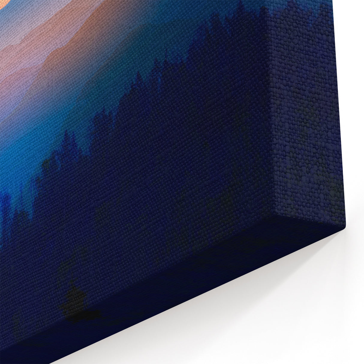 Golden Full Moon Over Misty Mountains – Elegant Celestial Wall Art