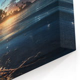 Moonlit Tropical Beach Canvas – Celestial and Coastal Wall Art Decor