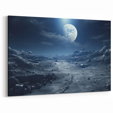 Moonlit Cosmic Landscape – Futuristic Space-Themed Wall Art Decor