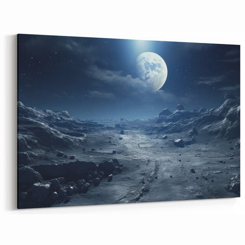 Moonlit Cosmic Landscape – Futuristic Space-Themed Wall Art Decor