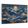 Golden Moonlit Mountains with Wildlife – Luxurious Celestial Wall Art