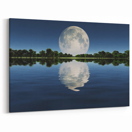 Moon Reflection Over Water – Serene Celestial Wall Art for Home Decor