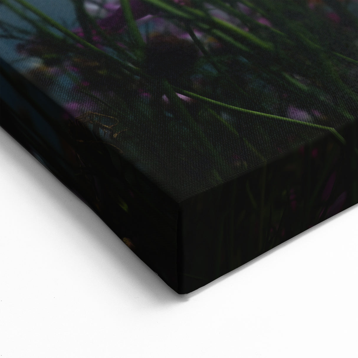 Golden Moon Over Flower Field – Serene Celestial Wall Art for Home