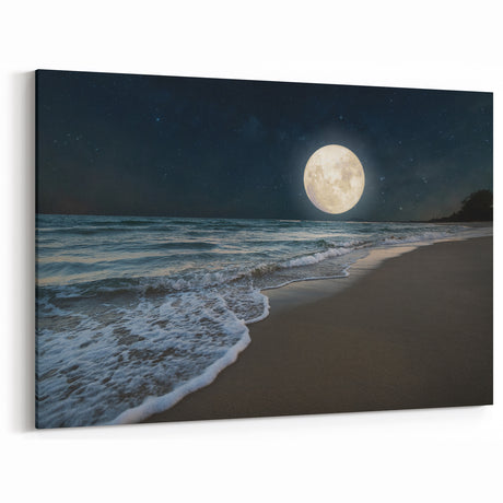 Full Moon Over Ocean Waves – Tranquil Celestial Wall Art for Home