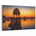 Framed India Artwork - Sunset at Jaisalmer Lake Indian Scenery Wall Decor