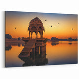 Framed India Artwork - Sunset at Jaisalmer Lake Indian Scenery Wall Decor