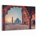 Framed India Artwork - Majestic Taj Mahal at Sunrise with Intricate Archway