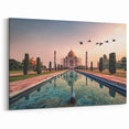 Indian Landscape Canvas - Majestic Taj Mahal Reflected at Sunrise Wall Art