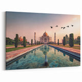Indian Landscape Canvas - Majestic Taj Mahal Reflected at Sunrise Wall Art