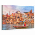 Indian Scenery Wall Decor - Vibrant Varanasi Ghats and River Scene Art Print